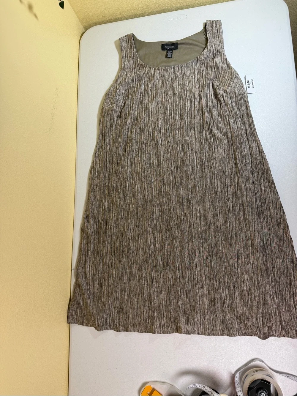 R&M Richards Women’s 14W Textured Sleeveless Swing Dress Taupe Beige NWT - Picture 11 of 11